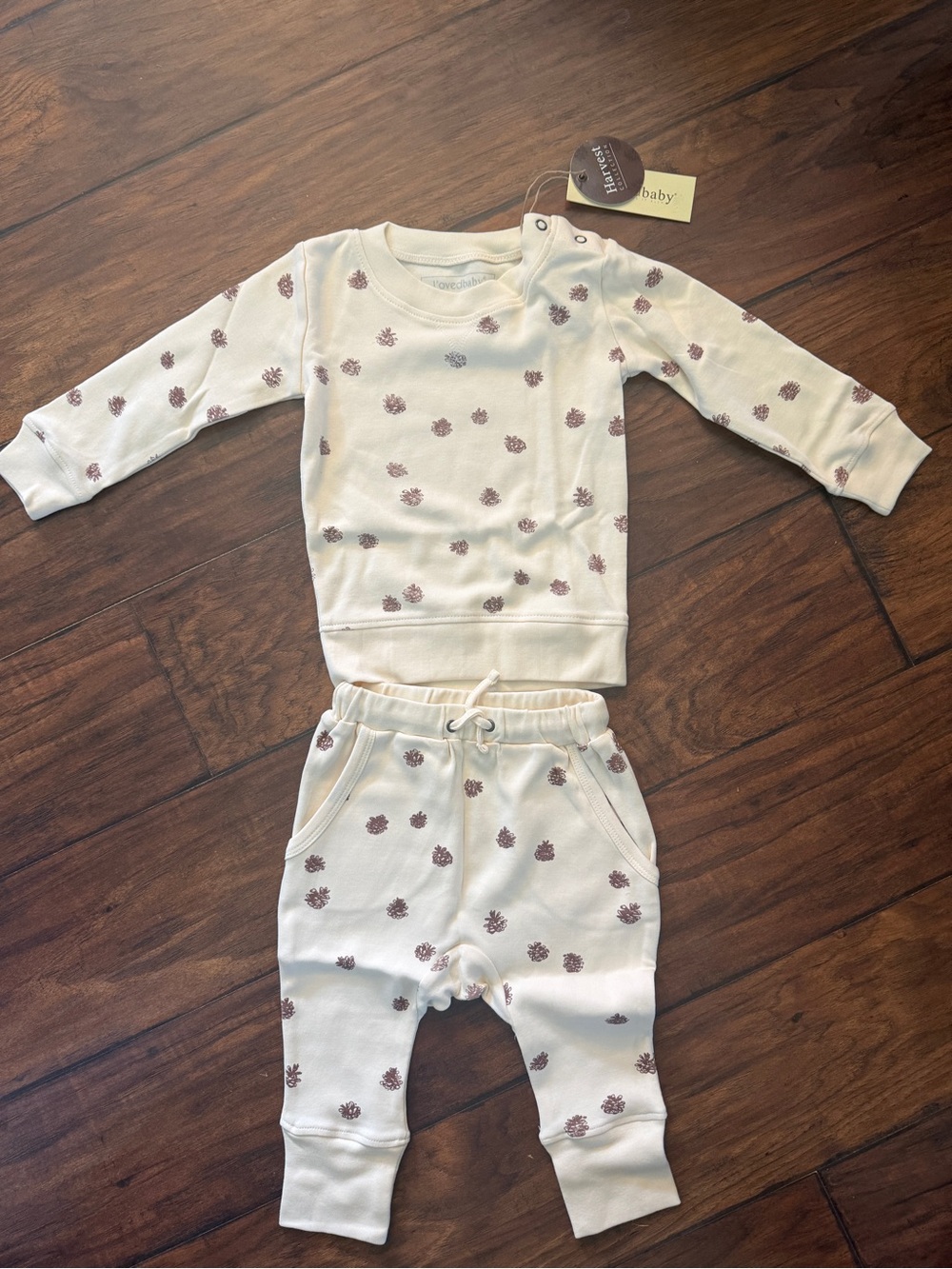 12-18m NWT L’ovedbaby Sweatshirt & Jogger Set- ButterCream - Picture 4 of 5